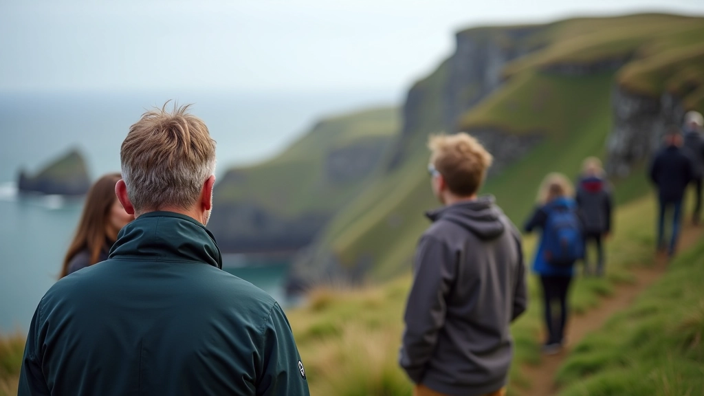 Guide pointing out geological features